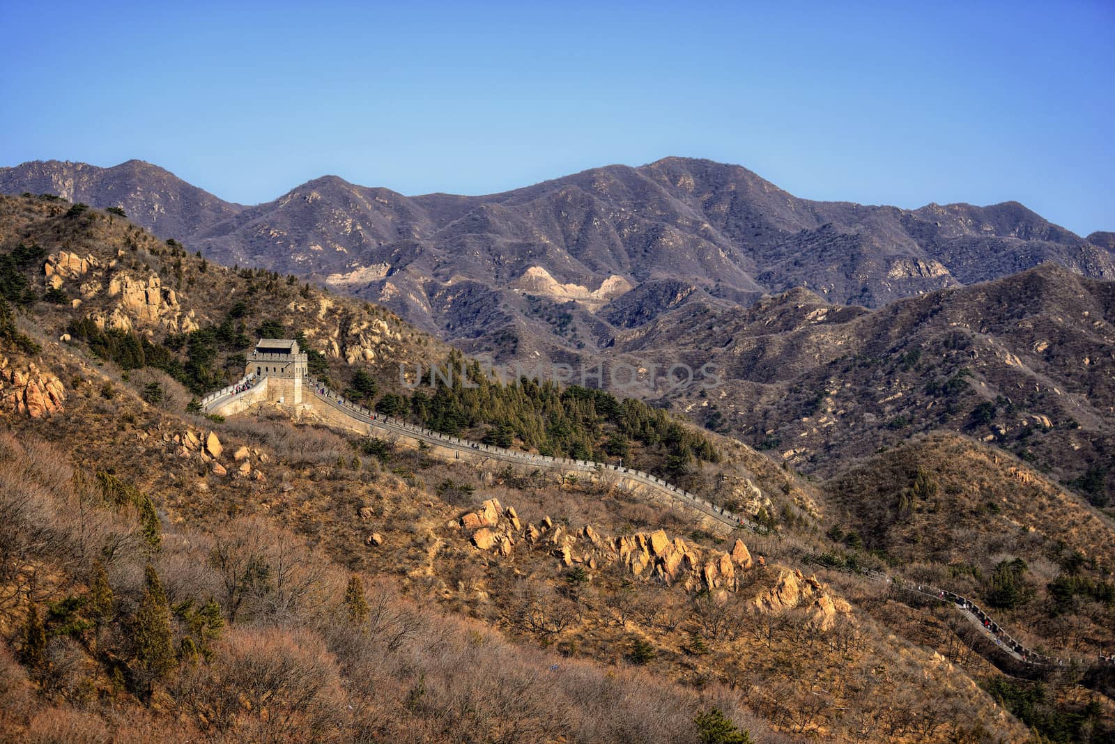 Great Chinese wall in the mountains near Beijing