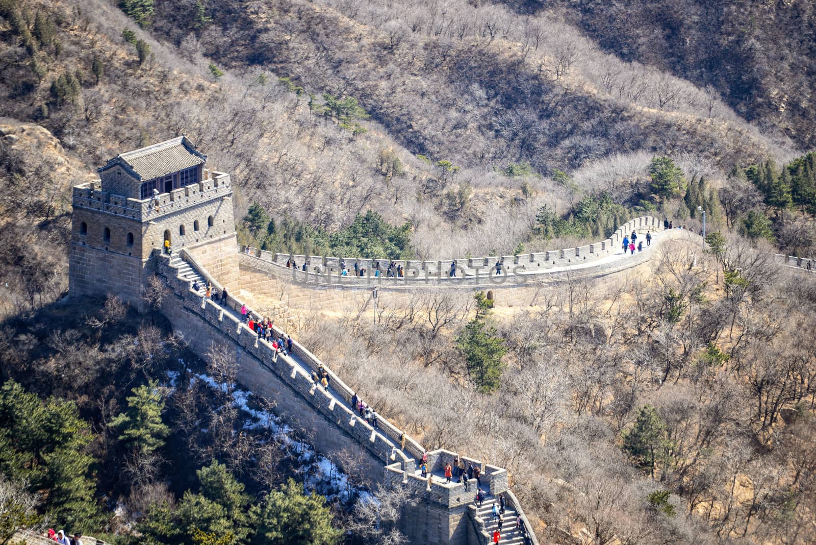 Tourists visiting the Great Wall of China near Beijing.