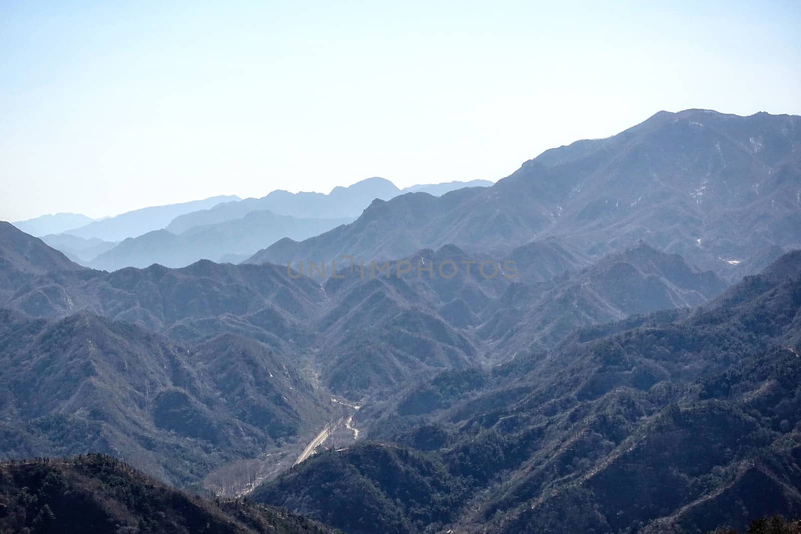 Mountain landscape near the Great Wall of China.