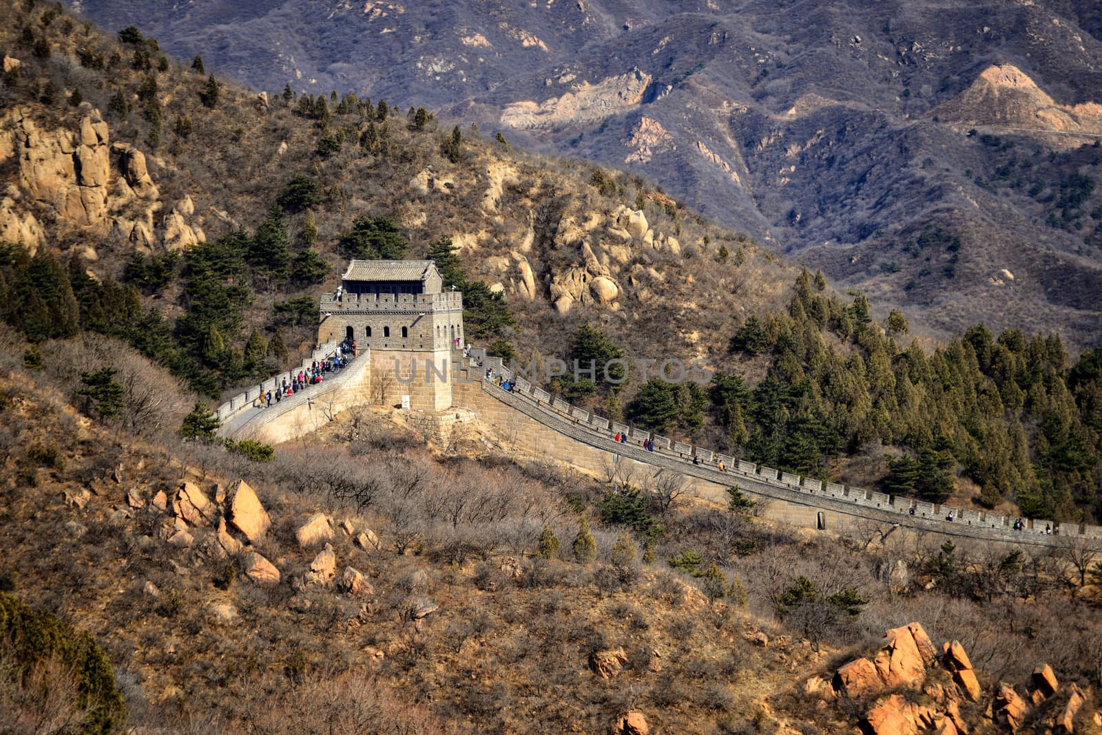 Great Chinese wall in the mountains near Beijing
