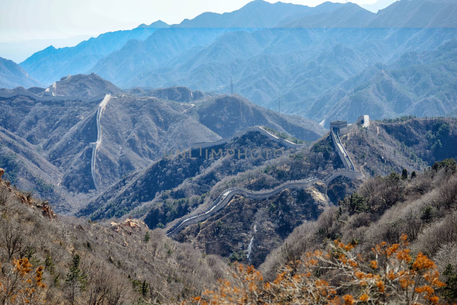 Great Chinese wall in the mountains near Beijing