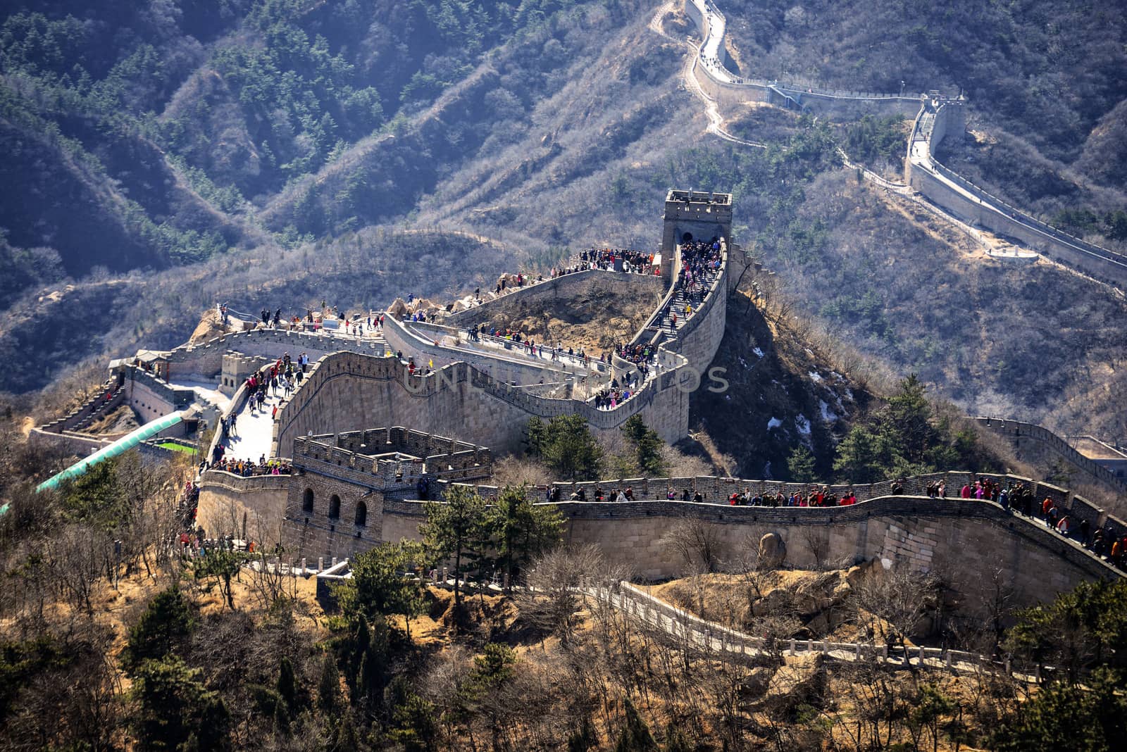 Tourists visiting the Great Wall of China near Beijing.