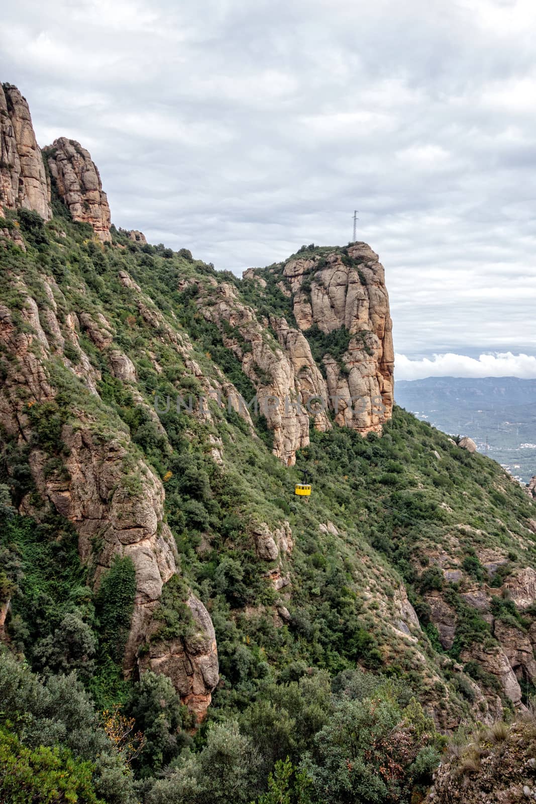 Mountain landscape at the Santa Maria de Montserrat monastery. Spain.