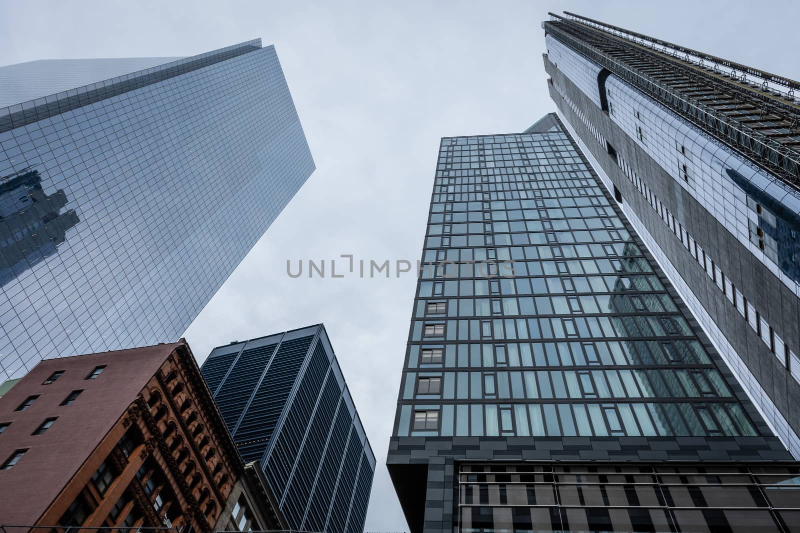 Low angle view of skyscrapers in the Financial District of New York, USA - Image