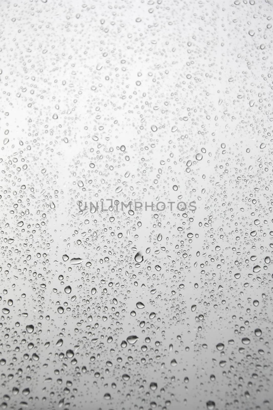 Drops of rain on the inclined window (glass). Shallow DOF