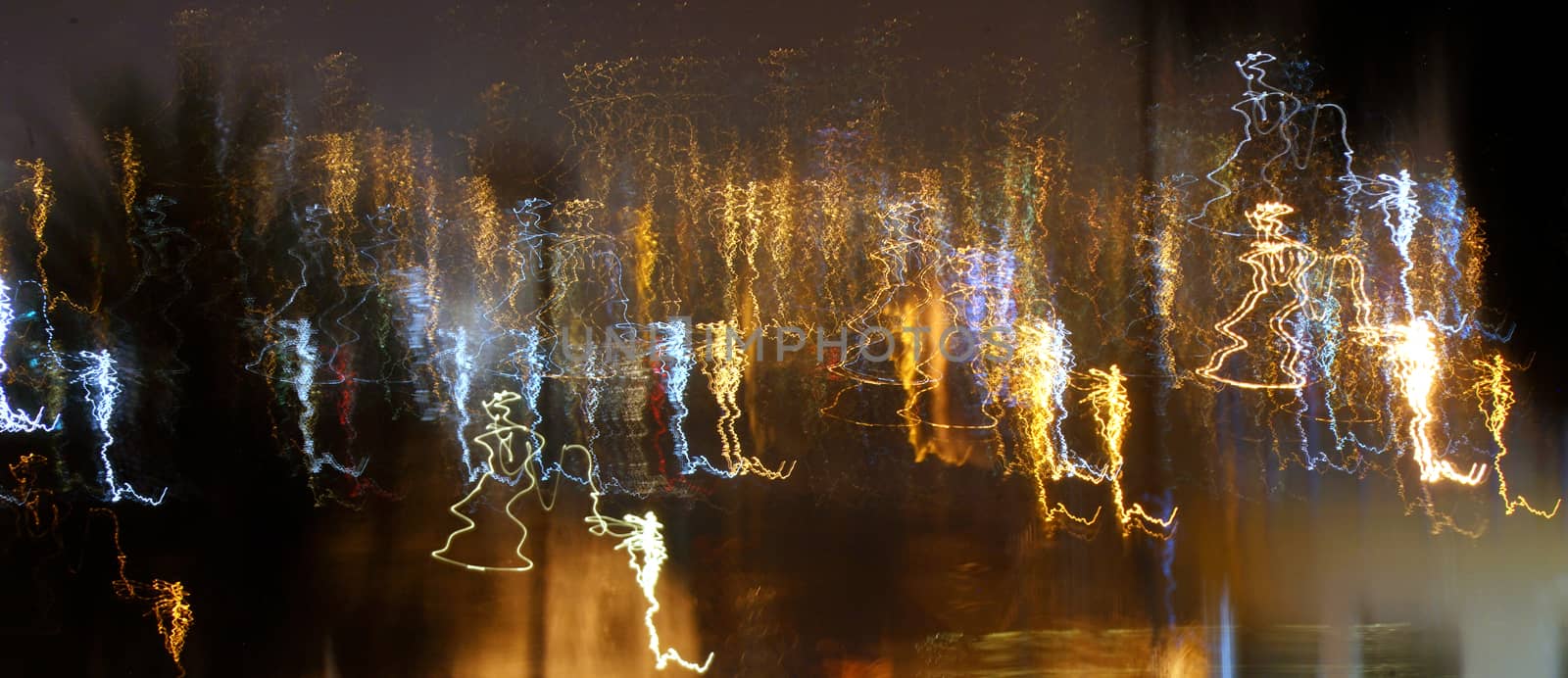 motion night lights abstract, city traffic trails effect shoot from window car, fast driving movement, by geogif