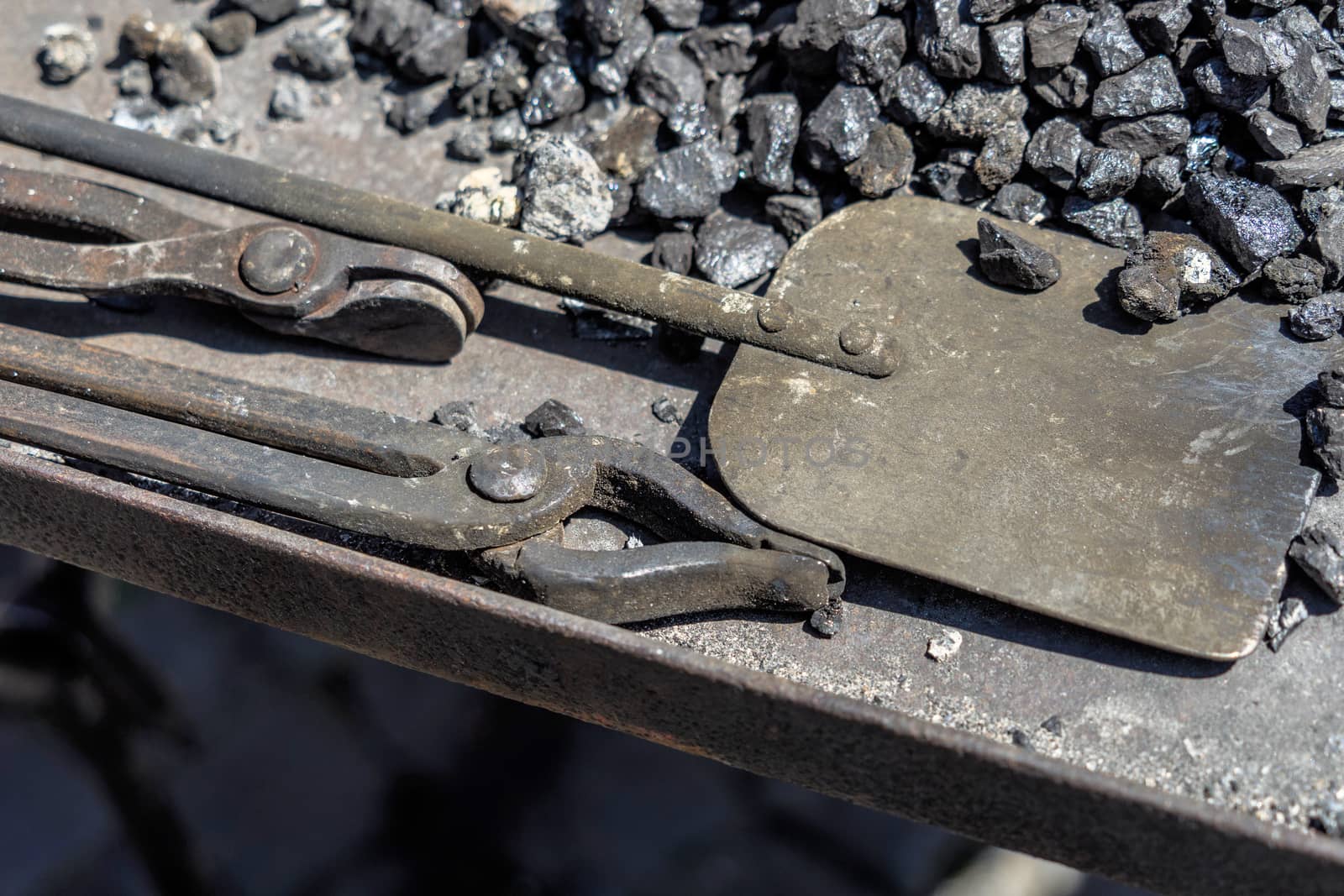 Pliers for the embers and shovel for the coal from a medieval forge by geogif