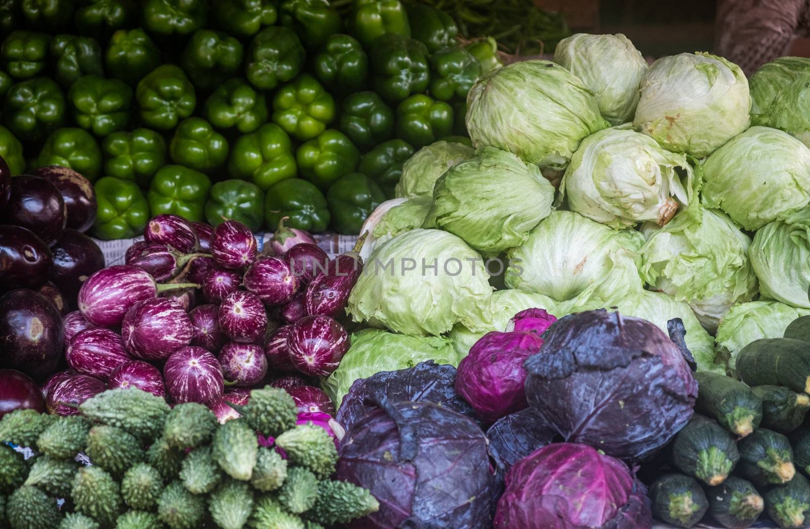 Vegetables For Sale At Market Stall