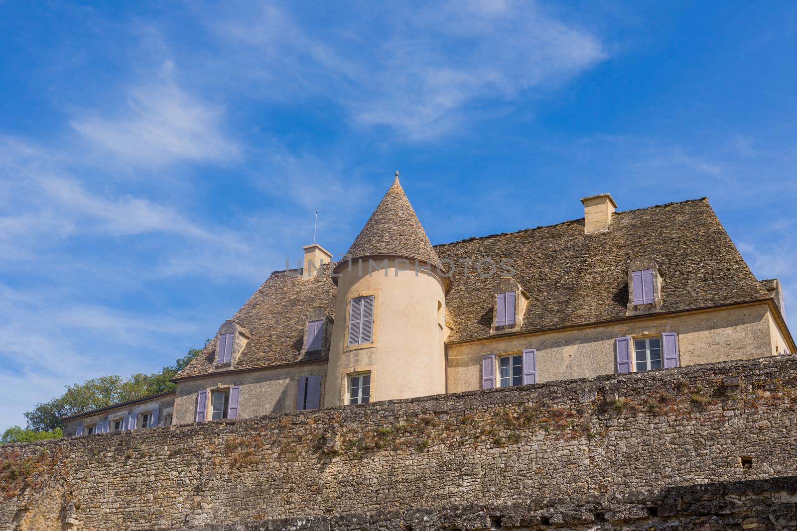 Dordogne, France - August 16, 2019: The Castle of the gardens of the Jardins de Marqueyssac in the Dordogne region of France