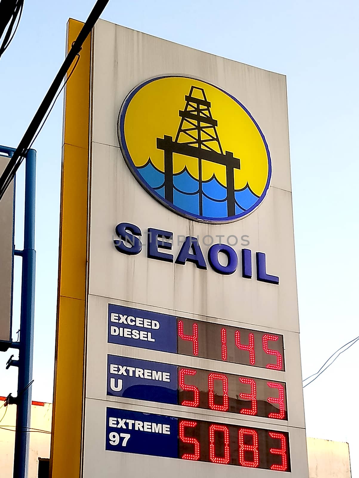 QUEZON CITY, PH - JUNE 2 - Sea oil pylon sign gas station on June 2, 2018 in Quezon City, Philippines.