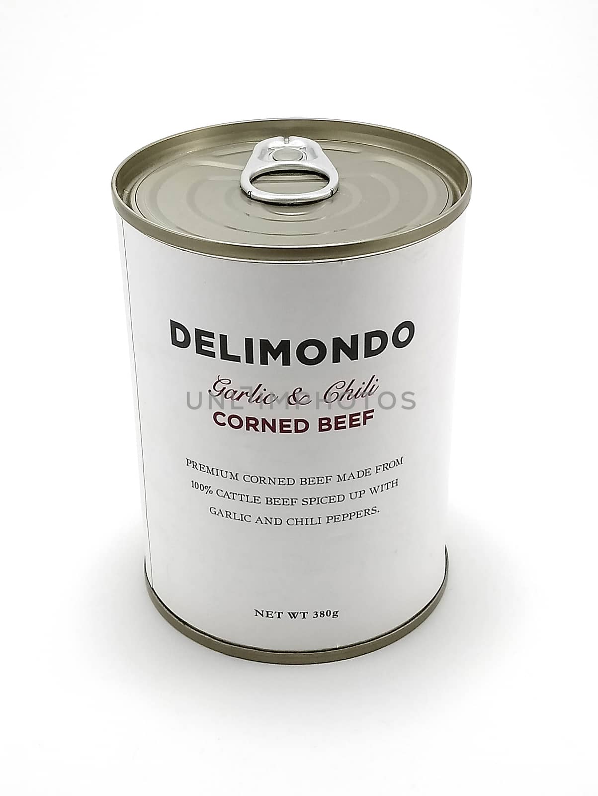 MANILA, PH - JUNE 23 - Delimondo garlic and chili corned beef can on June 23, 2020 in Manila, Philippines.