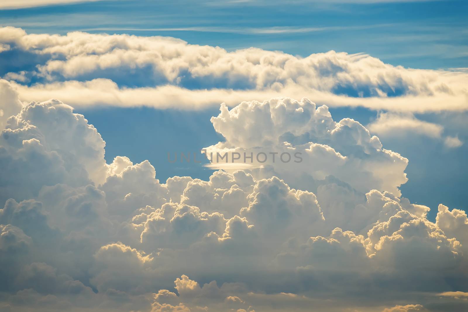 Colorful dramatic sky with cloud at sunset.