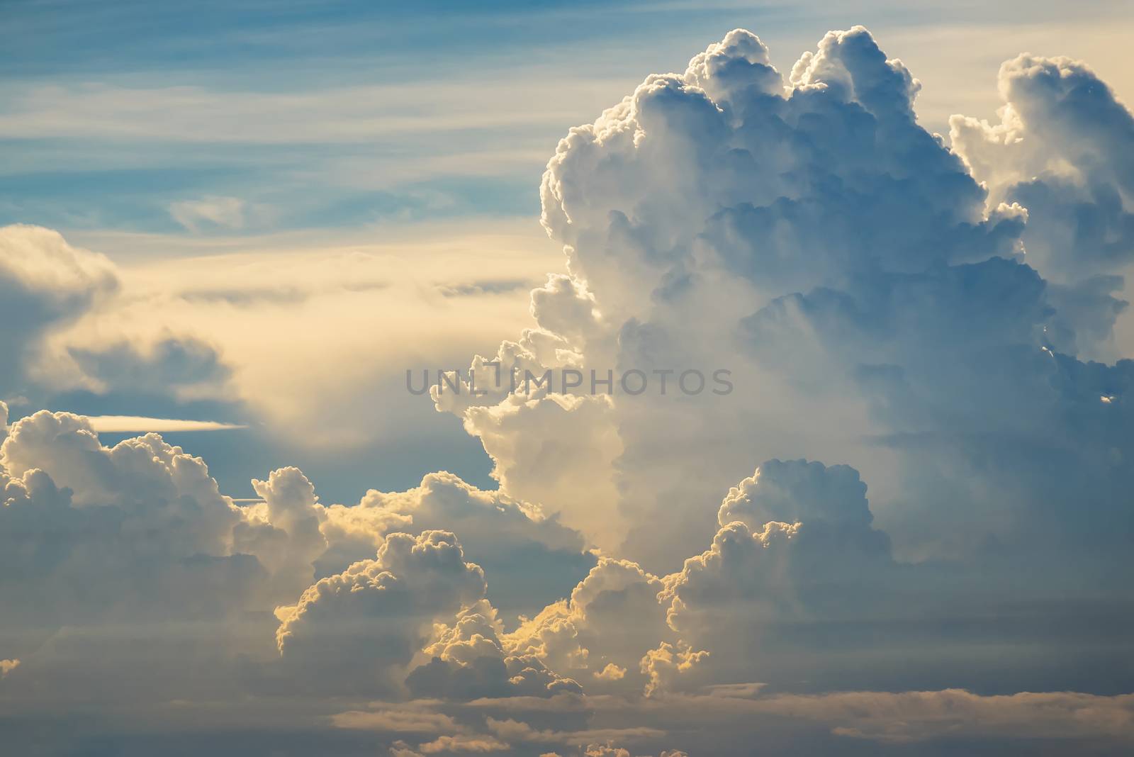 Colorful dramatic sky with cloud at sunset. by Bubbers