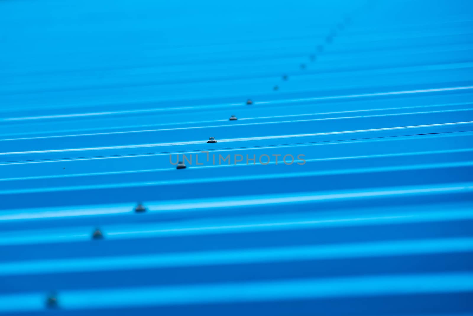 Blue painted metal roof as an abstract background