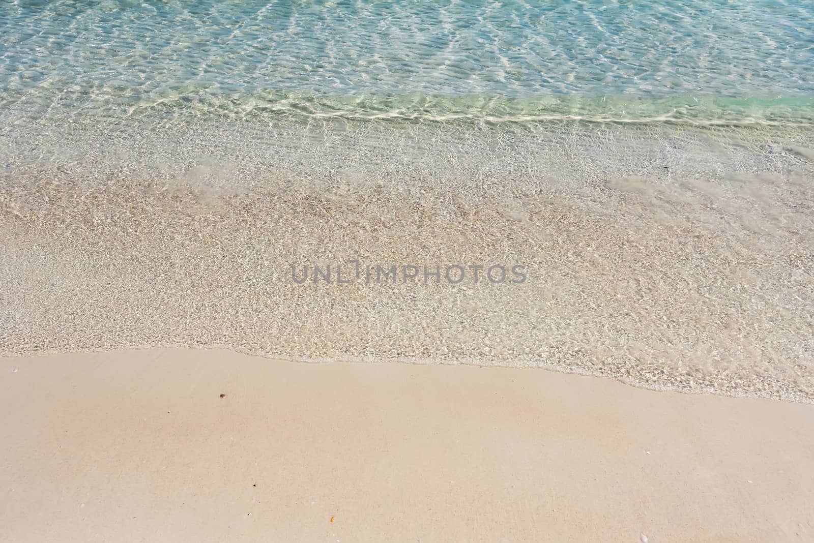 Beach and sea background, Sand and bubble, wave. Soft wave on sandy beach. Background.