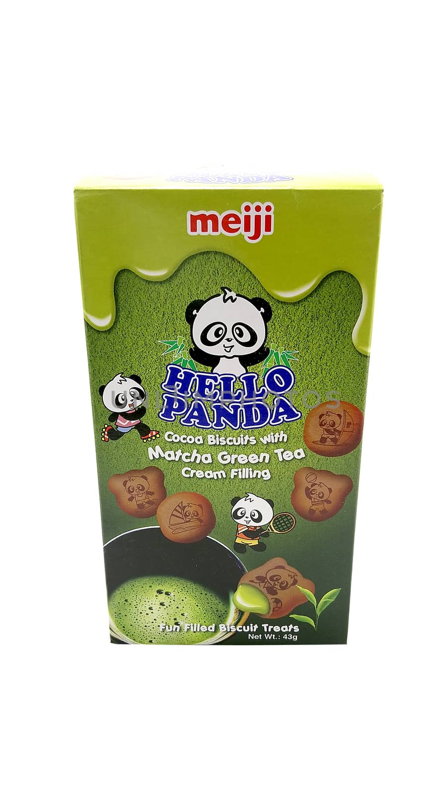 MANILA, PH - JUNE 23 - Meiji hello panda cocoa biscuits with matcha green tea cream filling on June 23, 2020 in Manila, Philippines.