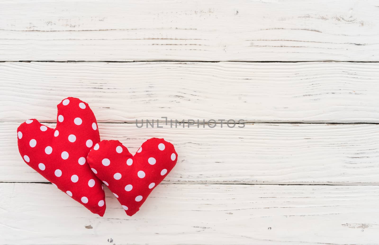 Valentine day background two red love hearts by Vulcano