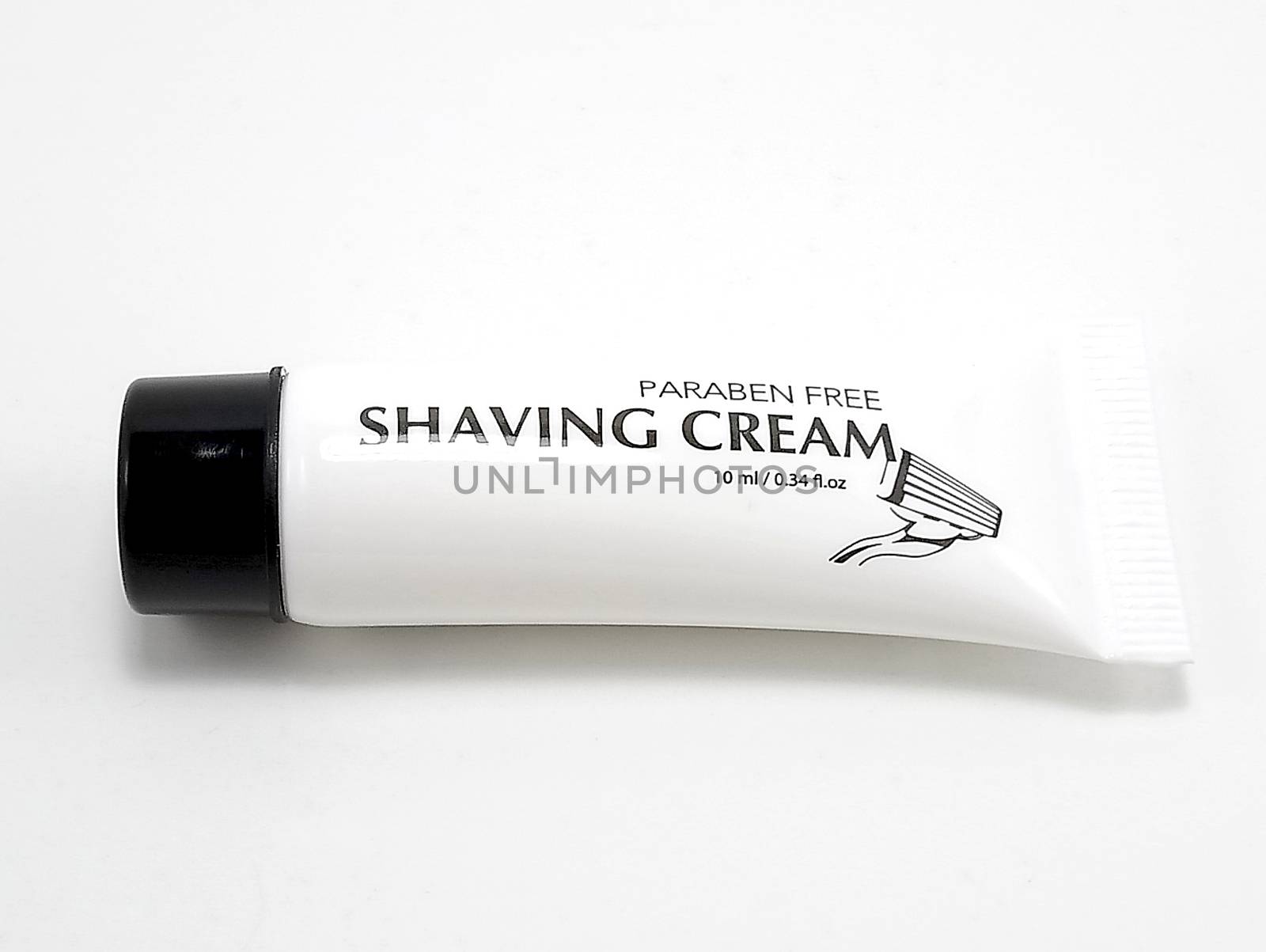 Disposable shaving cream plastic tube use to put on hairy face