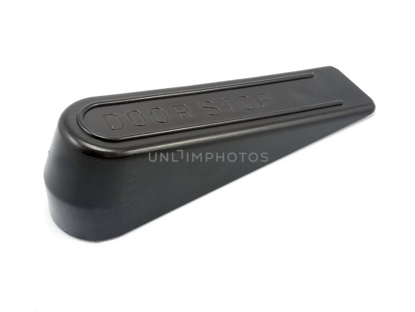 Black hard inclined plastic door stopper with ridges by imwaltersy