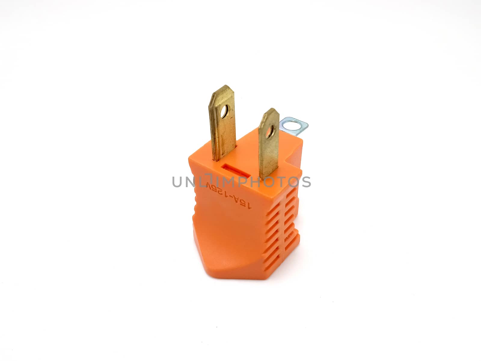 Orange two prong electrical plug to insert on outlet