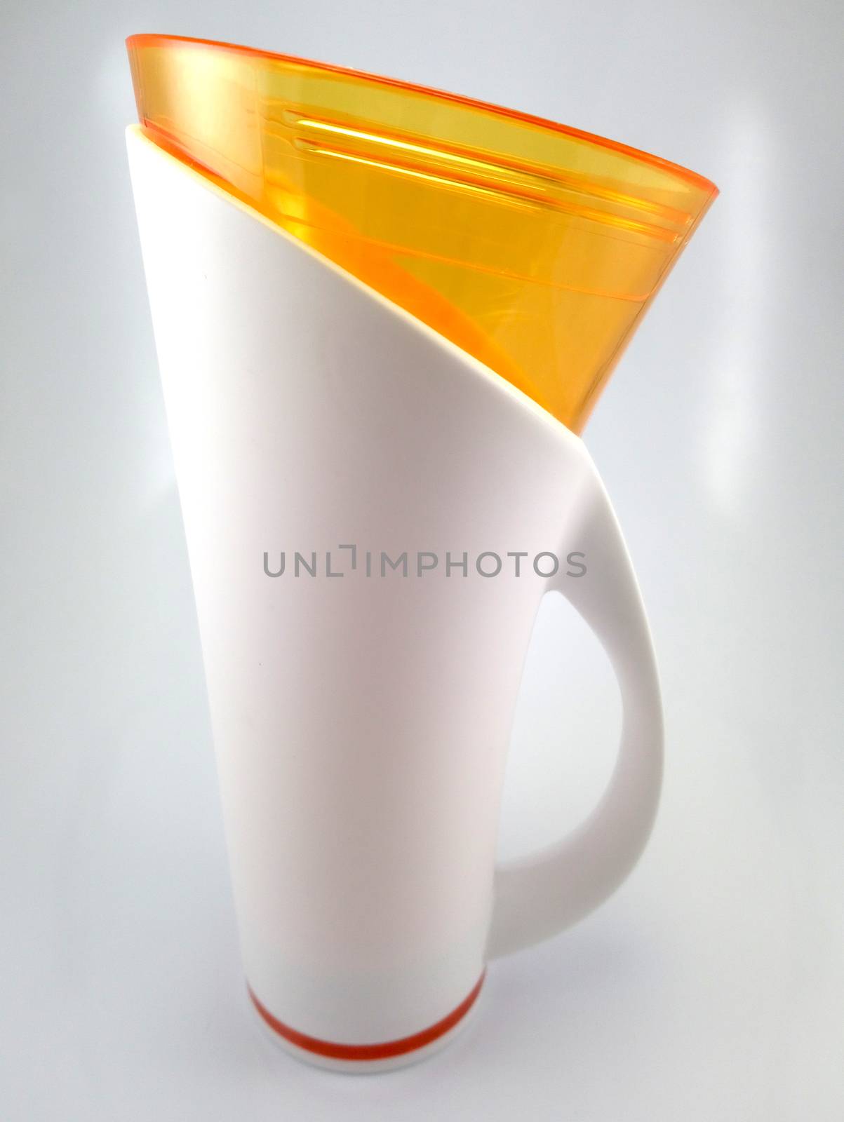 Orange and white color long plastic drinking cup with handle by imwaltersy
