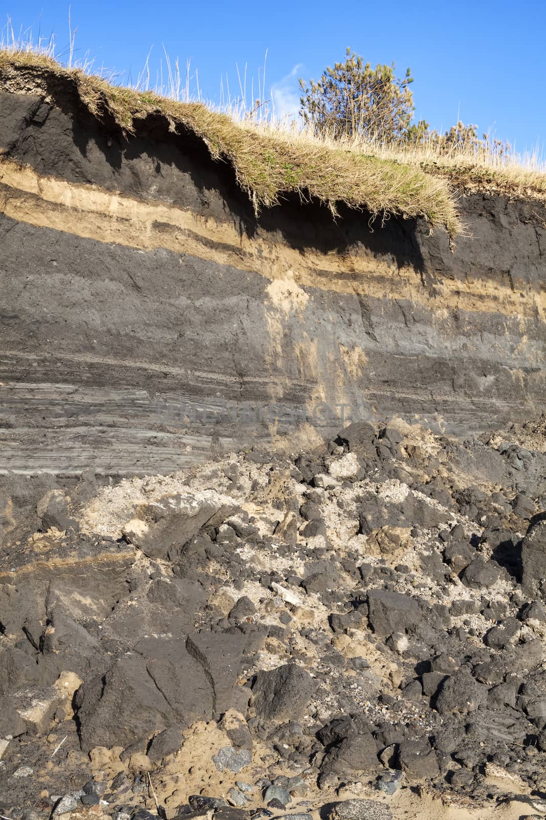Coastal erosion at the beach of Burry Port Carmarthenshire Wales UK