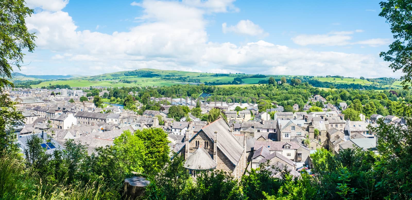 aerial view of Kendal town centre, Cumbria, UK