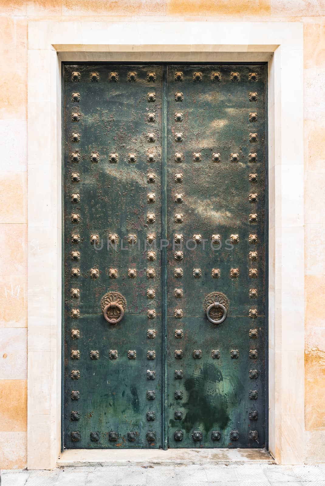 Old metal front door, close-up