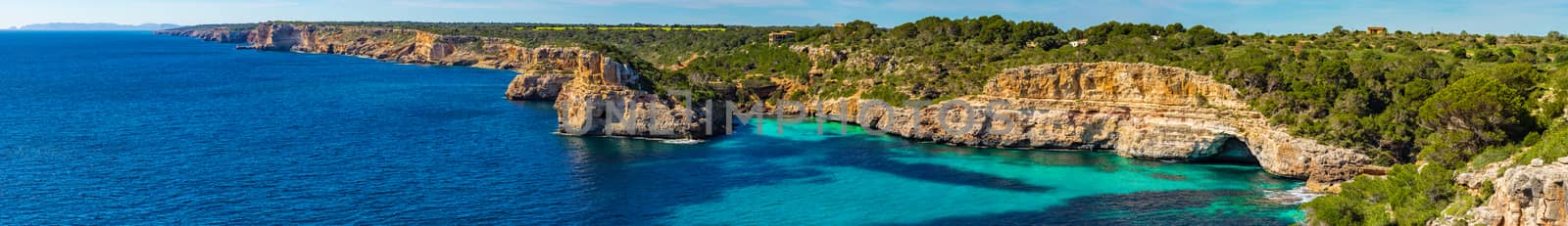 Idyllic coastline panorama of Mallorca island, Spain Mediterranean Sea