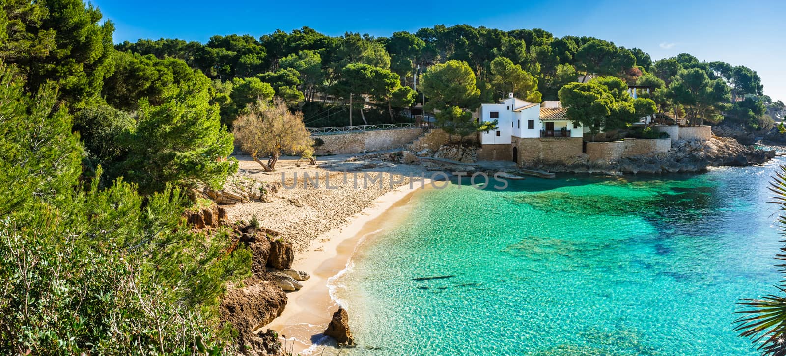 Beach Cala Gat, beautiful seaside bay of Mallorca island, Spain Mediterranean Sea