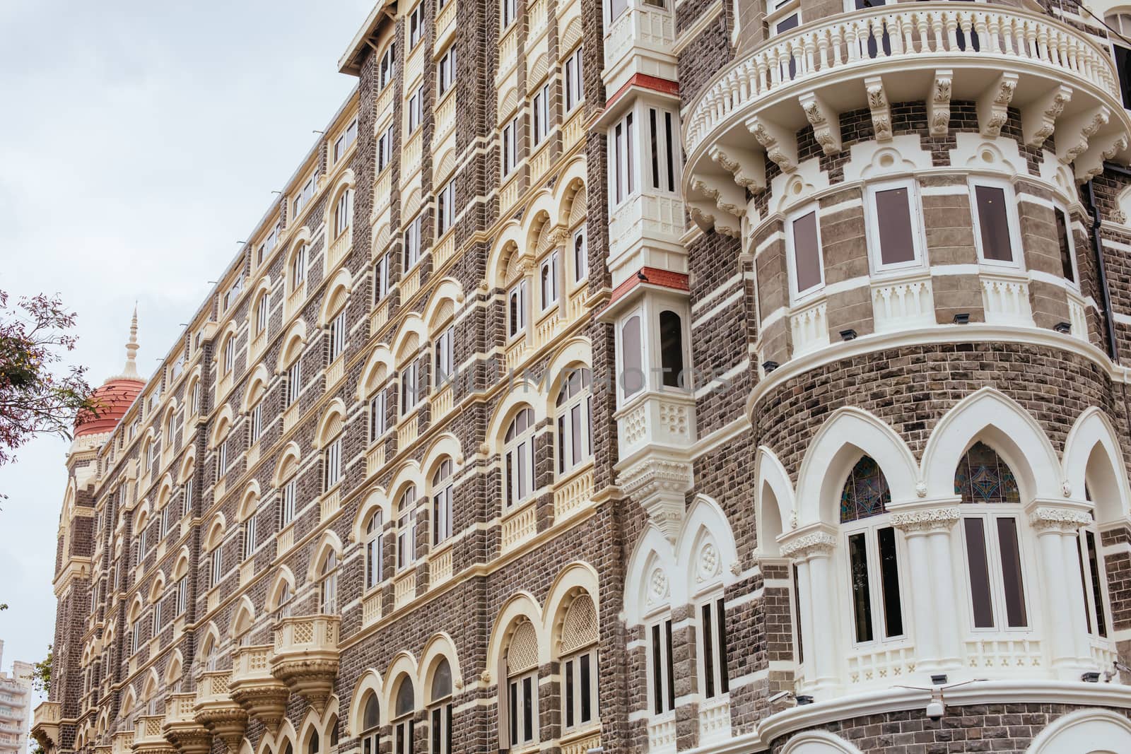 Mumbai, India - 5 August 2017: Architectural detail of the Taj Mahal Palace in Mumbai, India