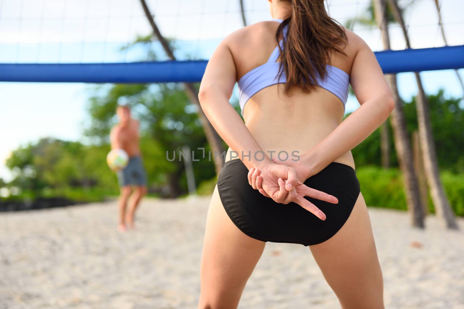 Beach volleyball woman player hand sign play by Maridav