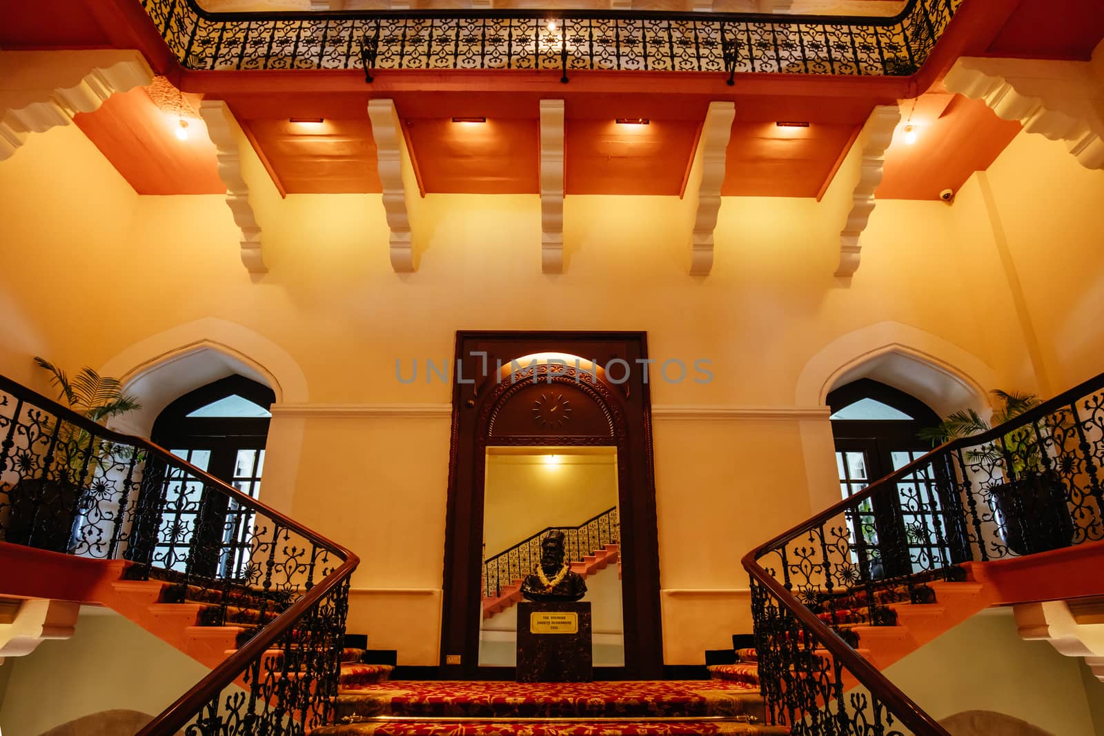 Mumbai, India - 5 August 2017: The opulent surroundings and interior of the Taj Mahal Palace in Mumbai, India