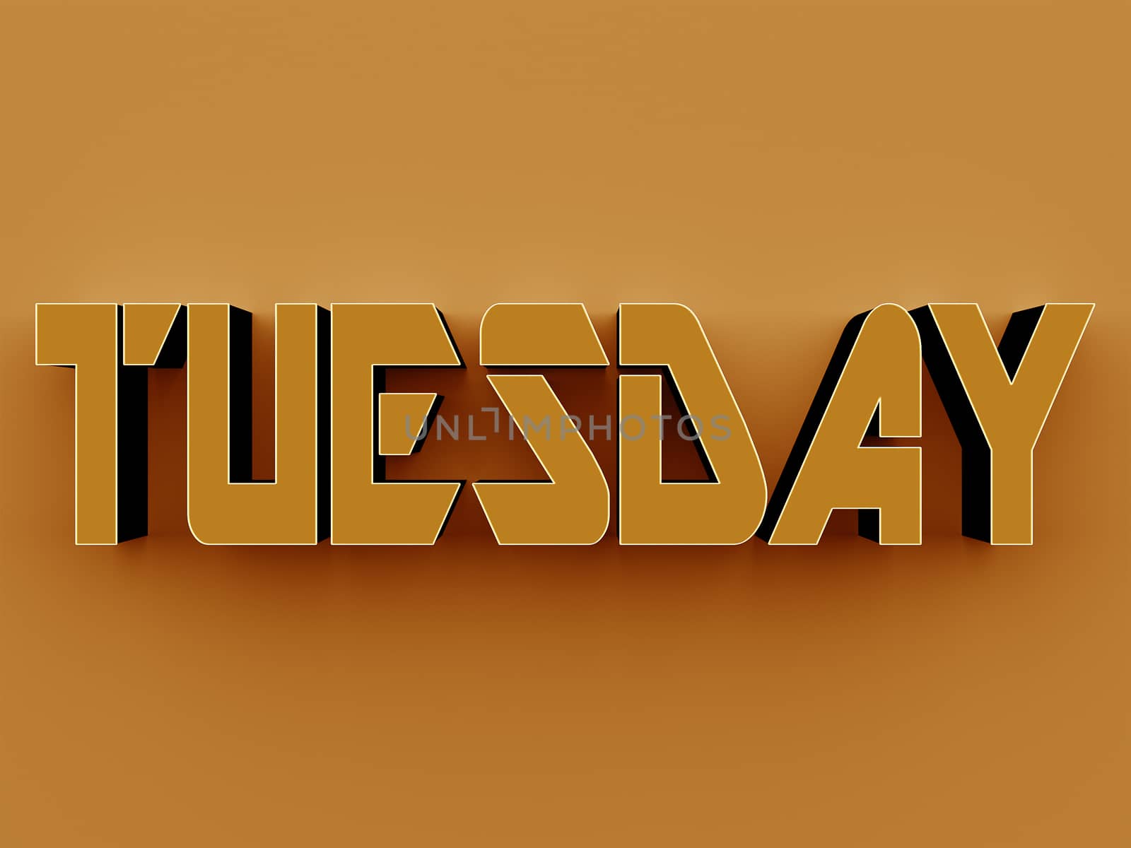 3D Text - Tuesday on yellow background