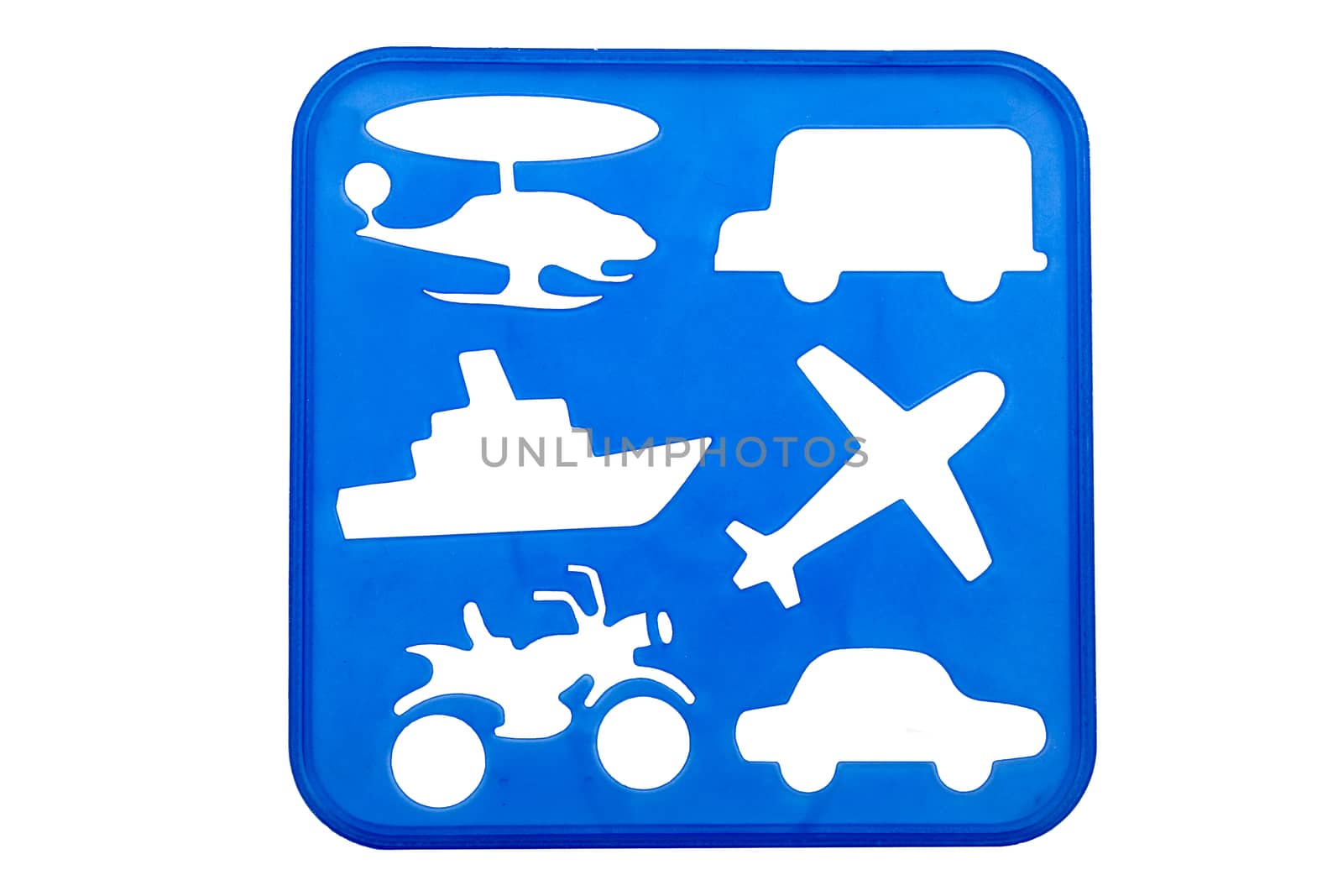 Transport stencil shapes on a blue background