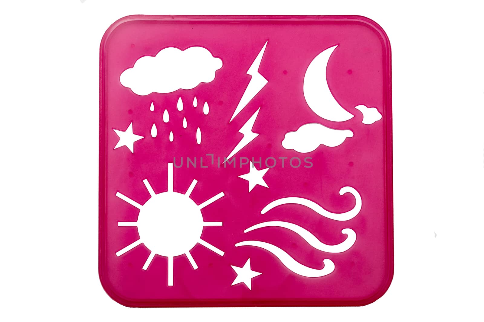 Weather stencil shapes on a pink background