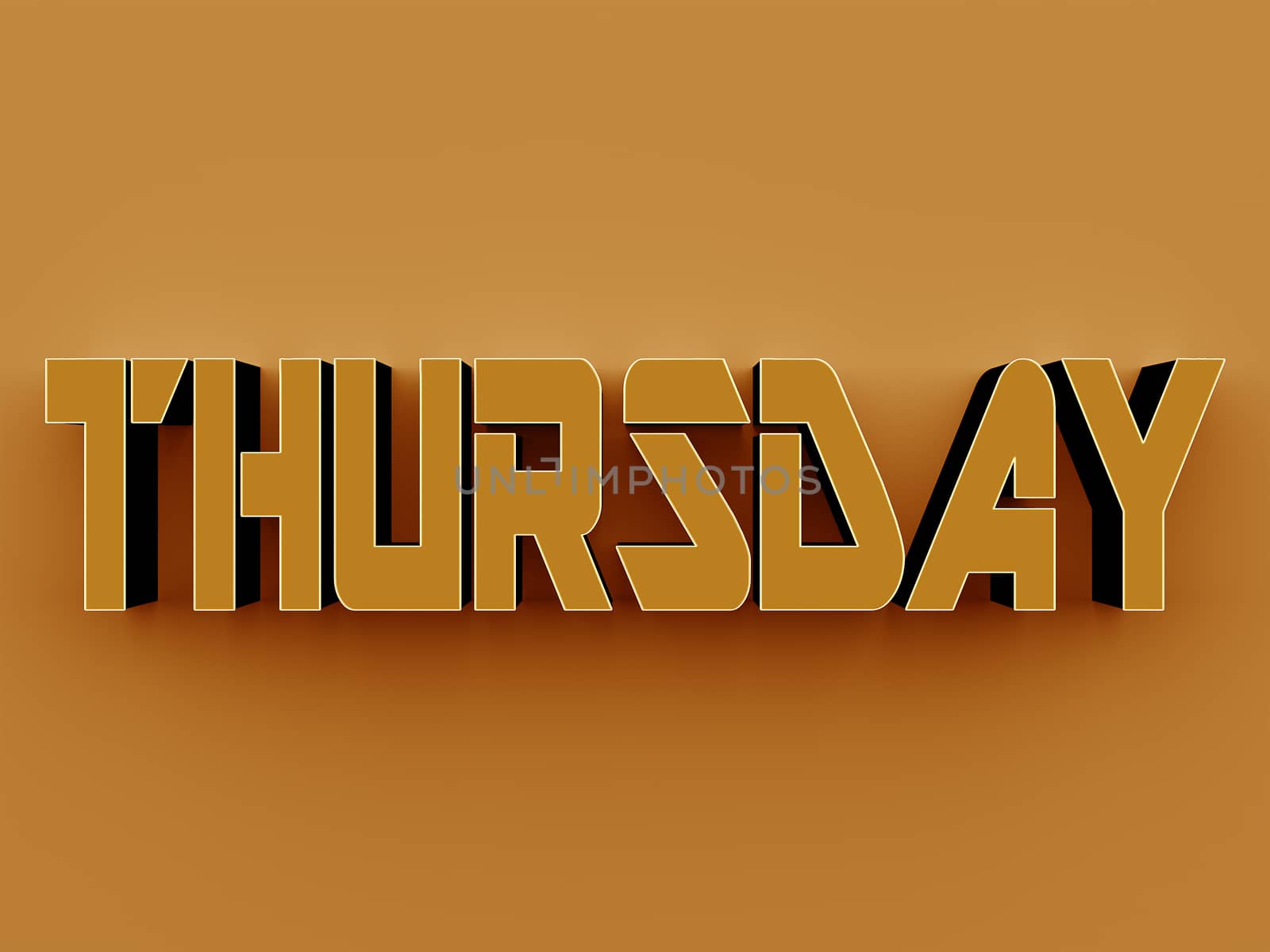 3D Text - Thursday on yellow background