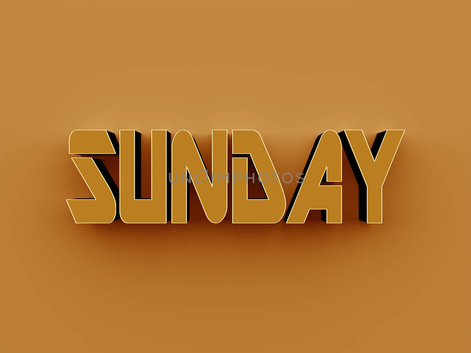3D Text - Sunday on yellow background