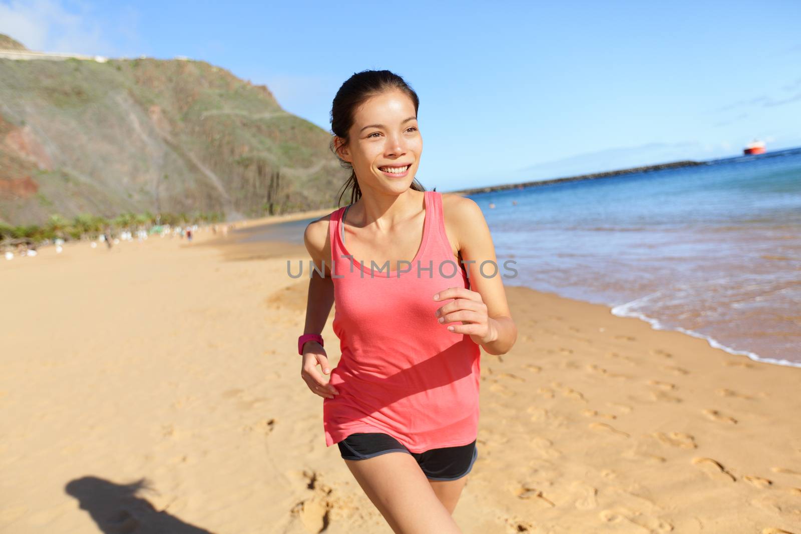 Running sports athlete runner woman on beach by Maridav