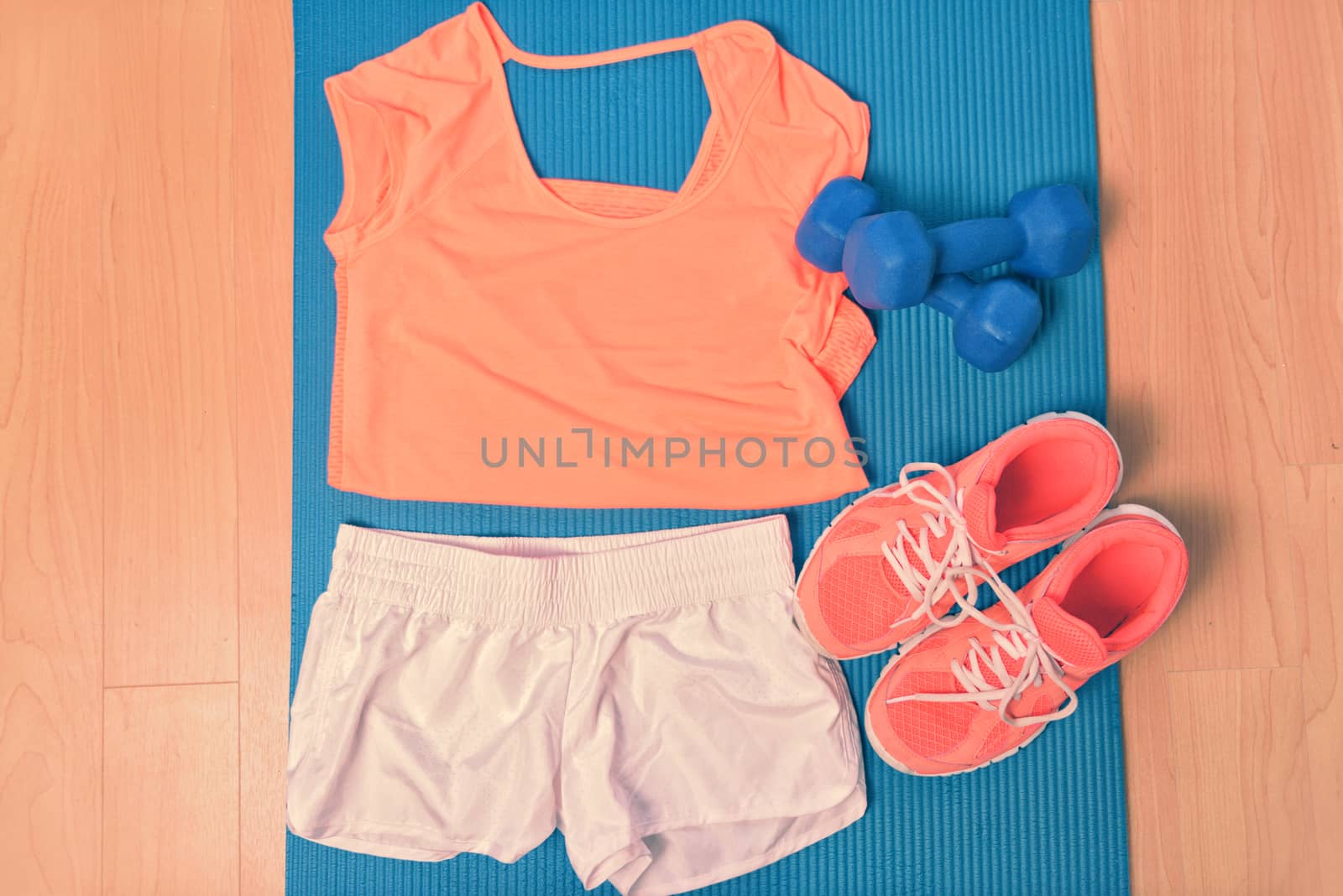 Workout clothes - fitness outfit and running shoes by Maridav