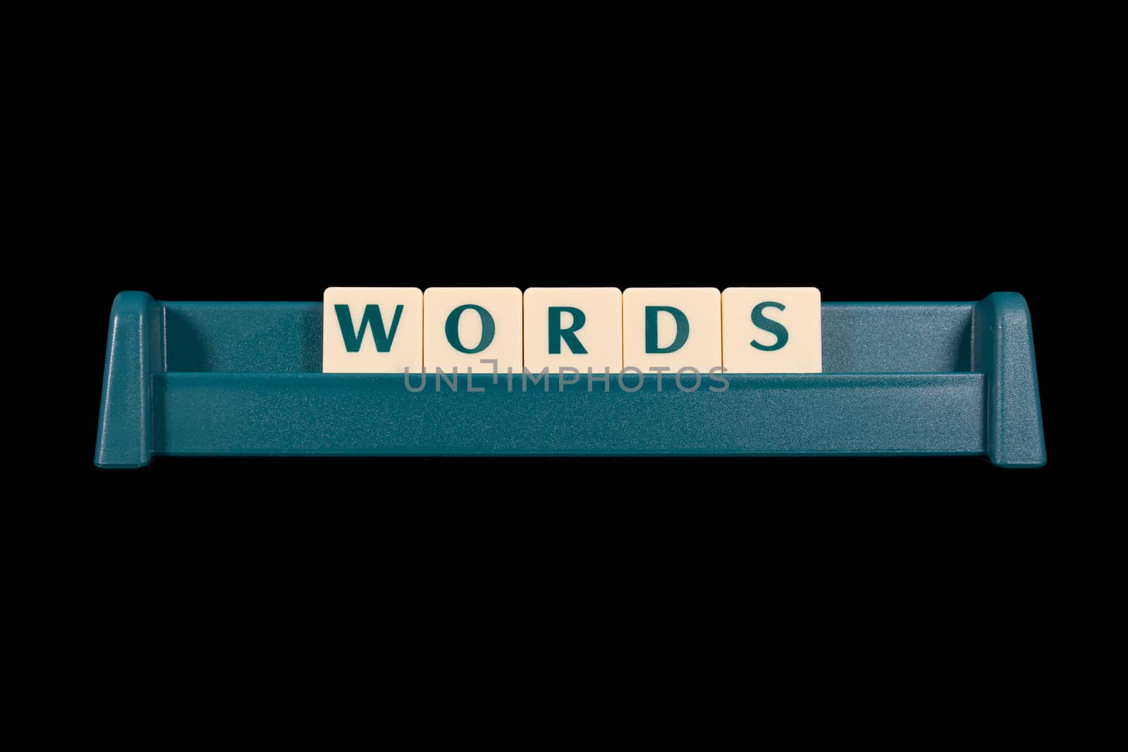 Word "WORDS" made from game piece letters