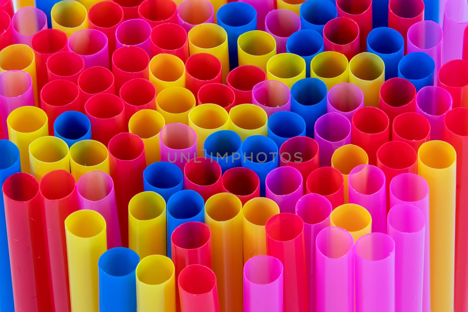 Multi coloured plastic drinking straws