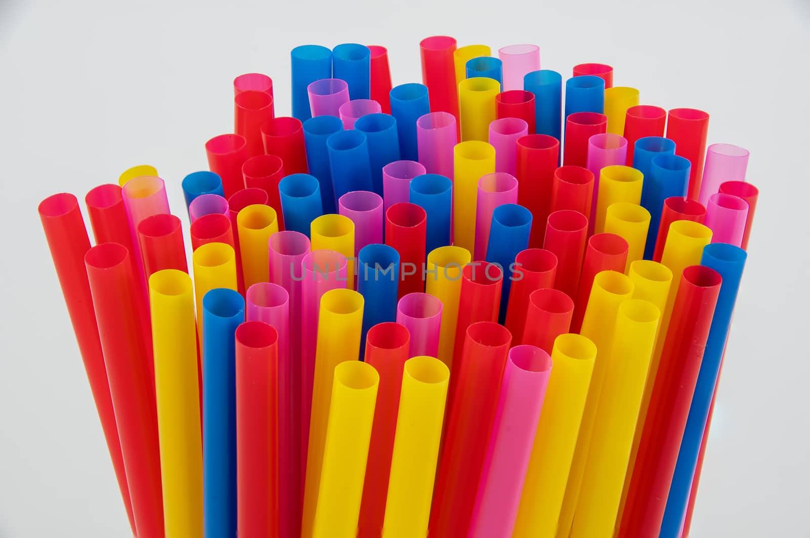 Multi coloured plastic drinking straws