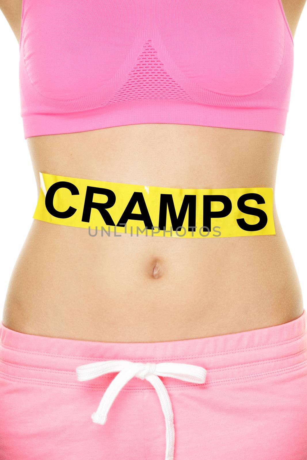 Midsection Of Woman With Cramps Sign On Stomach by Maridav