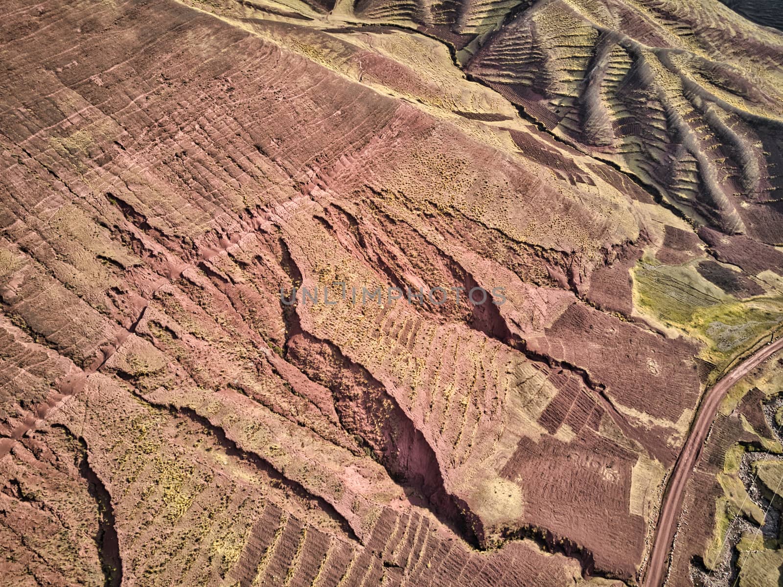 Aerial view of high-mountain landscape in Andes, South America