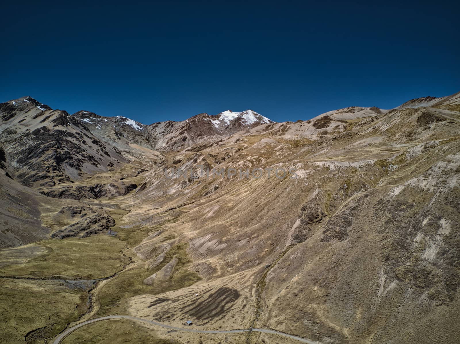 Aerial view of high-mountain landscape in Andes, South America