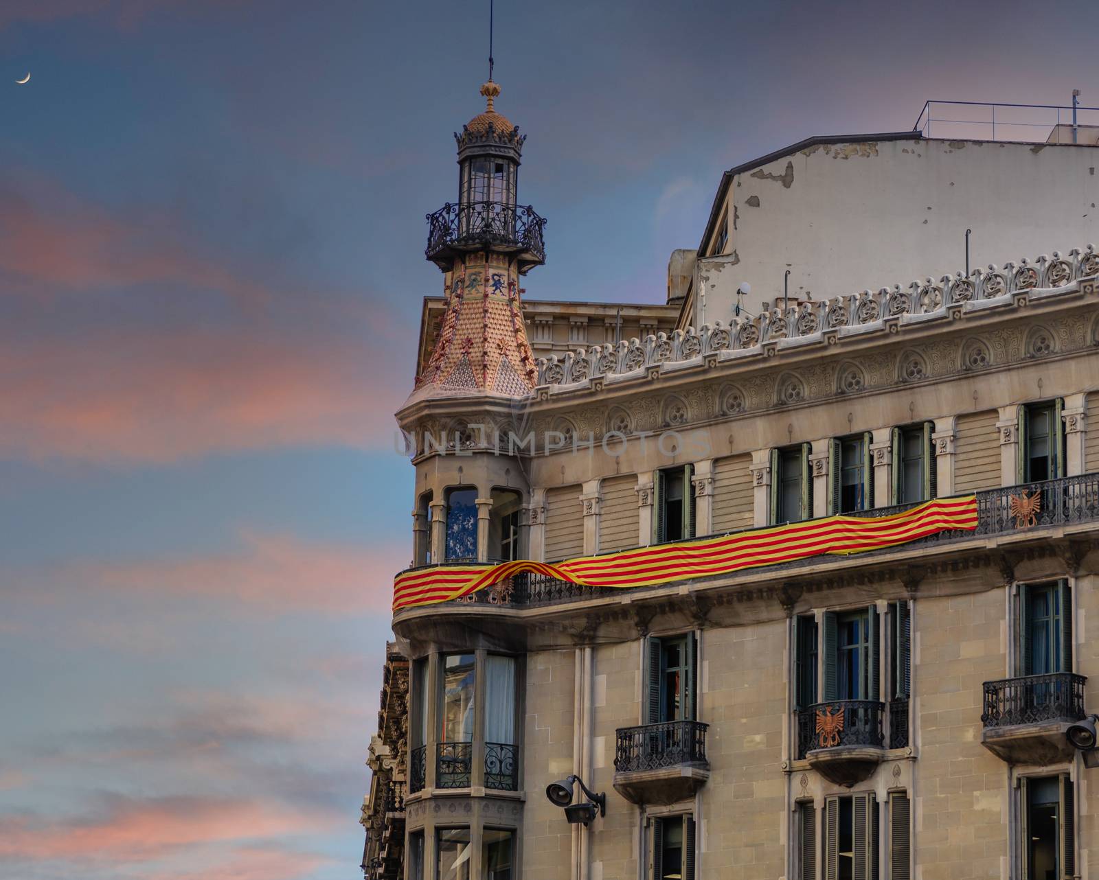 Catalun Banner on Barcelona Building by dbvirago