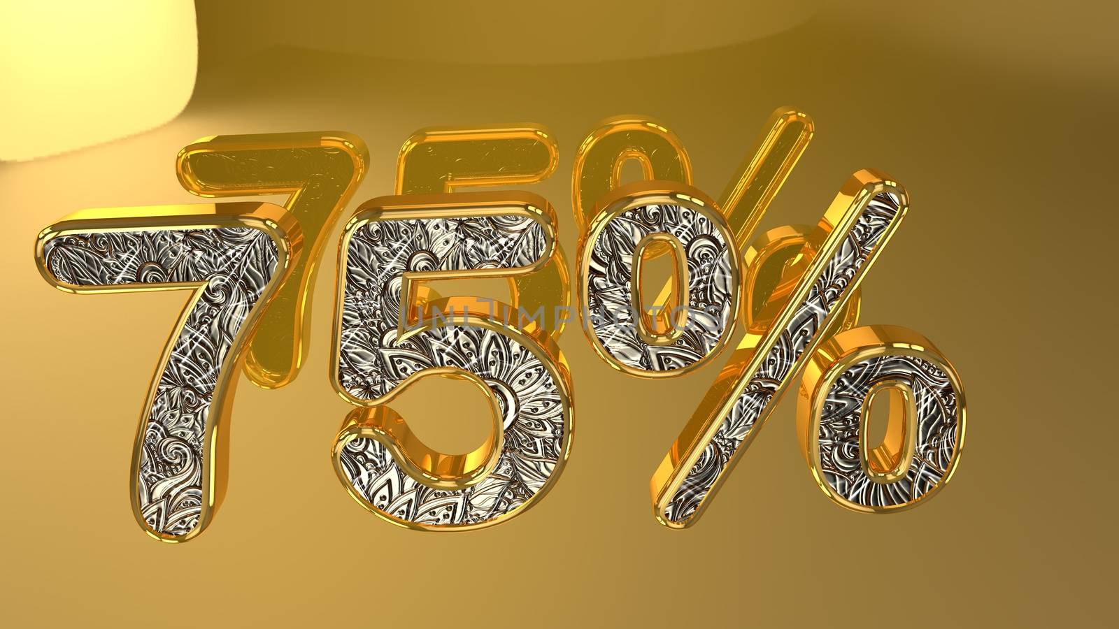 % off discount promotion sale made of realistic gold helium text, 3D rendering by Photochowk