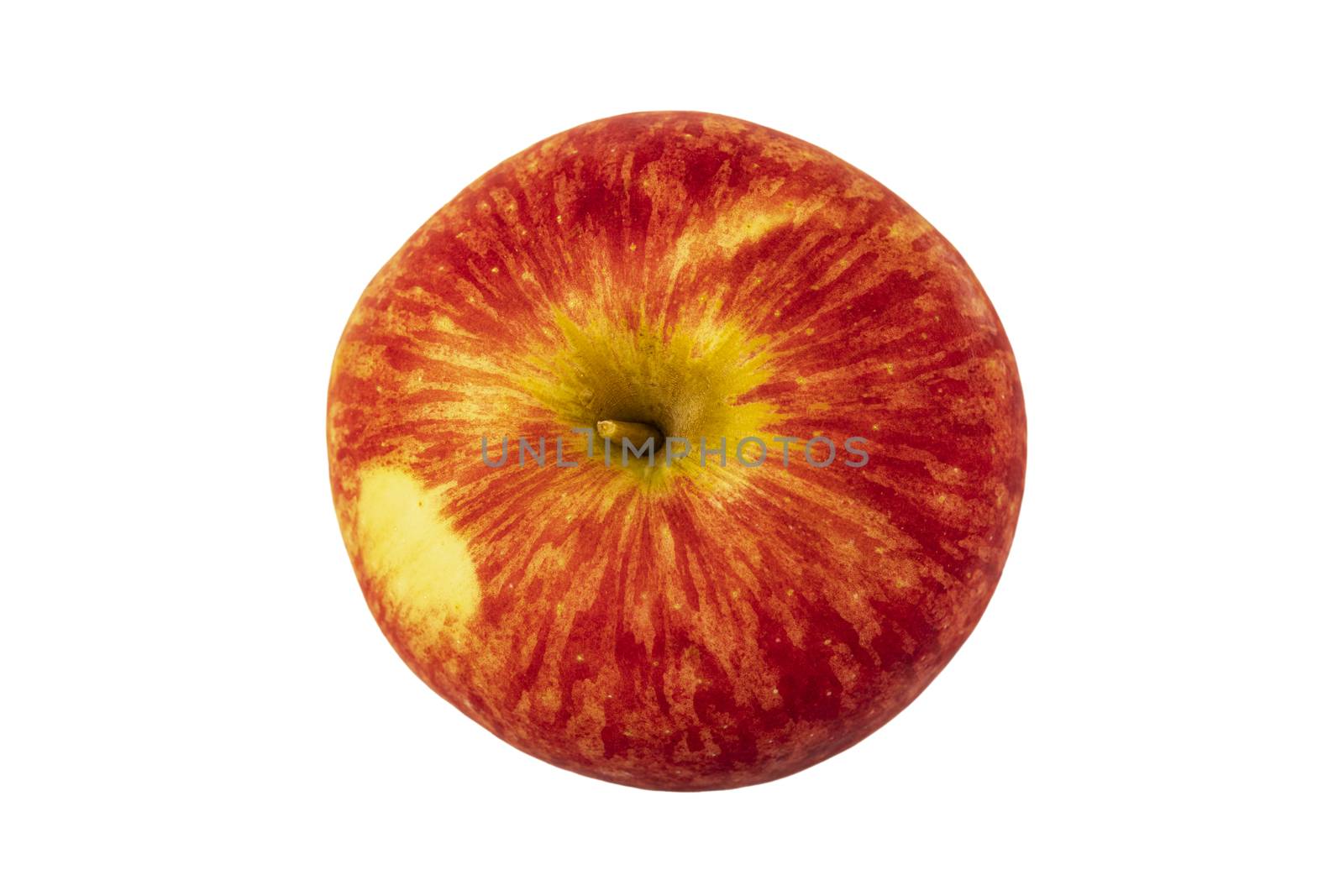 Closeup of gala apple on white background.