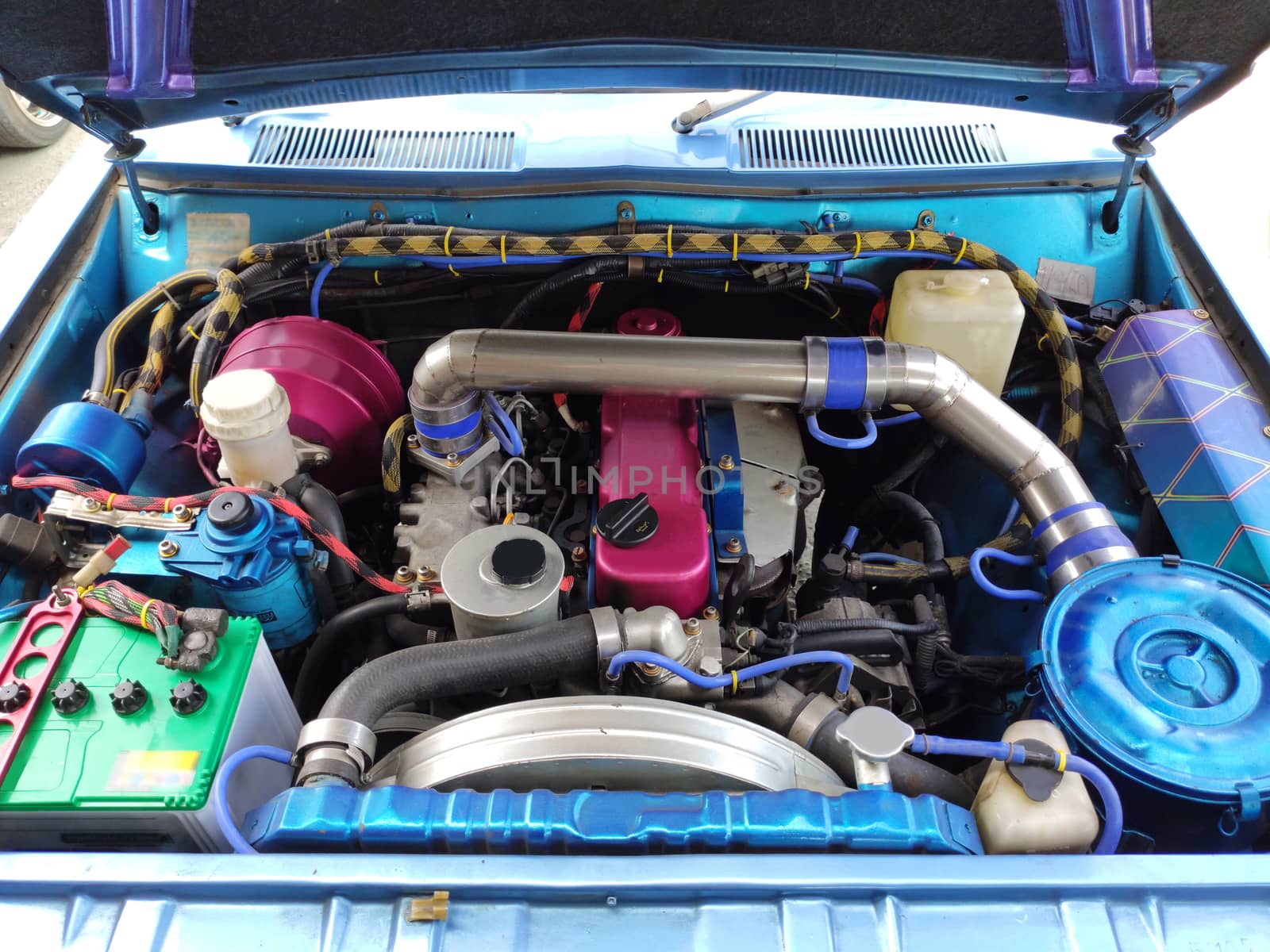 colorful modify engine of the car